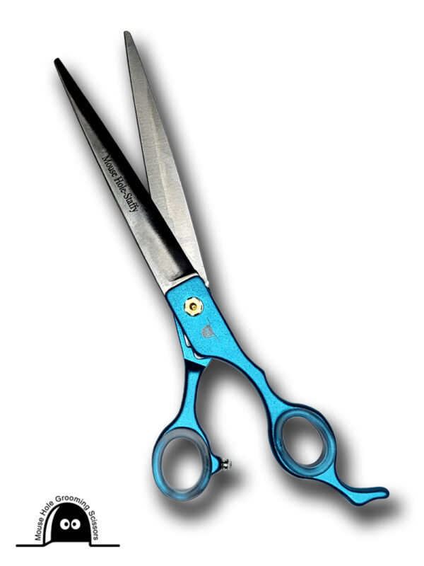 Staffy 7.5" Straight Serrated Metallic Blue Pet Grooming Scissors