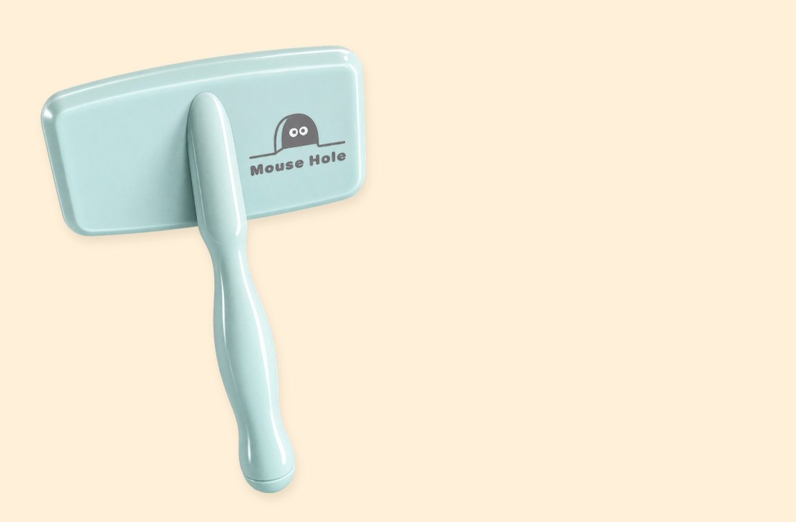 Mint Mouse Hole grooming brush on a cream background